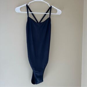 Sporti Solid Black 34 Thin Strap One Piece Swimsuit